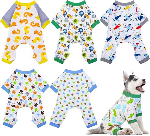 Pedgot 6 Packs Puppy Dog Onesies Soft Pure Cotton Dog Pajamas Cute Dog Clothes Pet Jumpsuit Puppy Rompers Puppy Bodysuits for Pet Dog Daily Wear Party (Small, 6 Styles) in Saudi Arabia