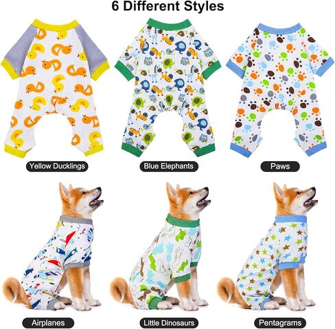Pedgot 6 Packs Puppy Dog Onesies Soft Pure Cotton Dog Pajamas Cute Dog Clothes Pet Jumpsuit Puppy Rompers Puppy Bodysuits for Pet Dog Daily Wear Party (Small, 6 Styles) in Saudi Arabia