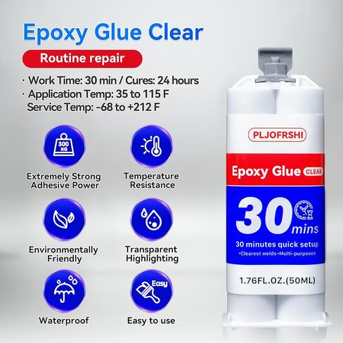 PLJOFRSHI Clear ab Epoxy Glue ，Multipurpose epoxy Resin Adhesive for Repairing Plastic, Metal, Ceramics, Wood，Fishing rods etc，It is The Best Waterproof Plastic Welding Repair Glue（1） in Saudi Arabia
