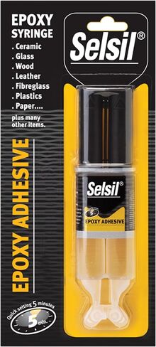 حقنة لاصقة إيبوكسي سريعة من SELSIL، مجموعة 5 دقائق علاج سريع، لاصق إيبوكسي سريع متعدد الأغراض، شفاف، 28 جم (عبوة من قطعة واحدة) in Kuwait