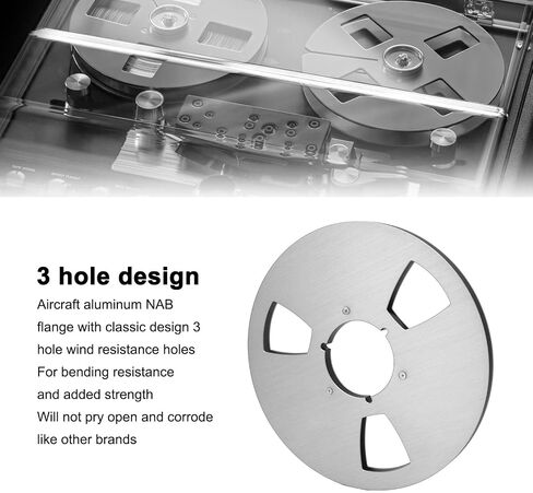 1/4 x 10.5 Empty Take Up Reel to Reel Tape Hub, 3 Holes Nab Open Reel Audio Aluminum Alloy 10.5 inch Empty Tape Reel Recording Sound Takeup Reel (Silver) in Saudi Arabia