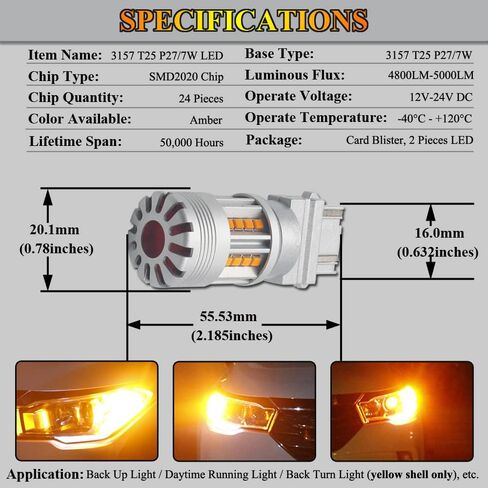 Eluseastar 1156 LED Bulbs Amber S25 BA15S P21W Bulbs for Turn Signal Lights Canbus No Hyper Flashing with Cooling Fan Extremely Bright Blinker, 2 Pack in Saudi Arabia