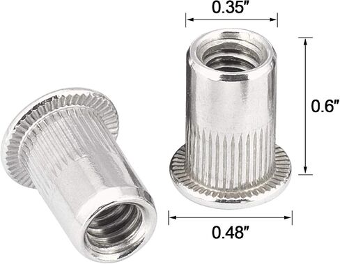 50PCs 1/4"-20 Stainless Steel Rivet Nuts, Flat Head Insert Nutsert 1/4-20UNC in Saudi Arabia