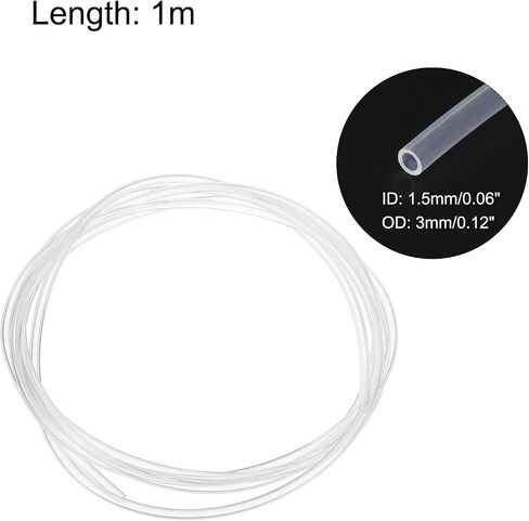 MECCANIXITY PTFE خرطوم أنابيب بطول 100 سم / 3.25 قدم، 2 مم معرف 3 مم OD أنبوب درجة حرارة عالية، خرطوم طابعة ثلاثي الأبعاد عازل شفاف للنقل in Saudi Arabia