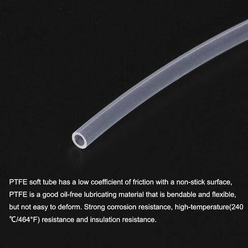 MECCANIXITY PTFE خرطوم أنابيب بطول 100 سم / 3.25 قدم، 2 مم معرف 3 مم OD أنبوب درجة حرارة عالية، خرطوم طابعة ثلاثي الأبعاد عازل شفاف للنقل in Saudi Arabia