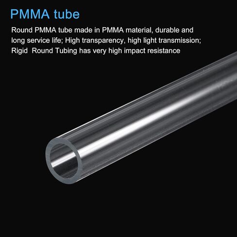 MECCANIXITY Acrylic Pipe Rigid Round Tube Clear 1/2"(13mm) ID 19/32"(15mm) OD 20" High Impact for Lighting, Models, Plumbing, Crafts 4 Pack in Saudi Arabia
