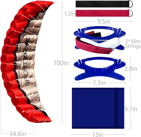 2.5m Dual Line Stunt Parafoil Kites Soft Stunt Kite for Beach Blue,red,Green,Yellow Color with Flying Tool in Saudi Arabia