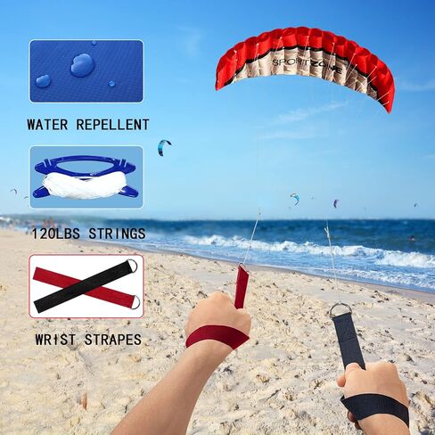 2.5m Dual Line Stunt Parafoil Kites Soft Stunt Kite for Beach Blue,red,Green,Yellow Color with Flying Tool in Saudi Arabia