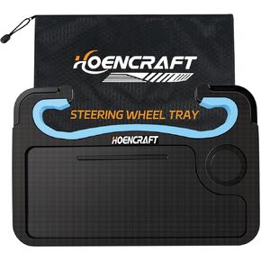 2 in 1 Car Steering Wheel Desk - Tray for Laptop Car Mount with Pen Holder, Car Food Tray with Anti-Slip Silicone Ring for Eating & Work - Portable Bag Included in Saudi Arabia