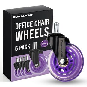 عجلات كرسي المكتب للسجاد والأرضيات الصلبة، عجلات مصقولة شديدة التحمل، عجلات بكرات سيليكون مطاطية، ملحقات كرسي مكتب بديلة (أبيض) in Kuwait