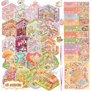 40 مجموعة من الملصقات ثلاثية الأبعاد DIY، علاج بالملصقات للبالغين، ملصقات منزلية ثلاثية الأبعاد للأطفال البالغين، اصنع ملصقات المنزل الخاصة بك للهدايا، وتخفيف التوتر، وتمرير الوقت، ومنزل عيد الميلاد in Kuwait