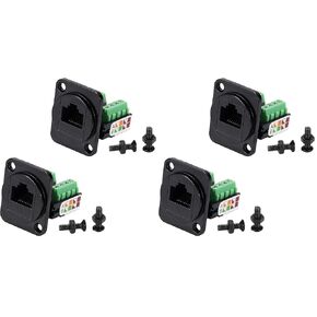 Jienk 5PCS RJ45 Female Panel Mount Screw Terminal Adapter, D-Type RJ45 8P8C Female to 8pin Terminal for Cat5e LAN Network Bulkhead Coupler in Kuwait