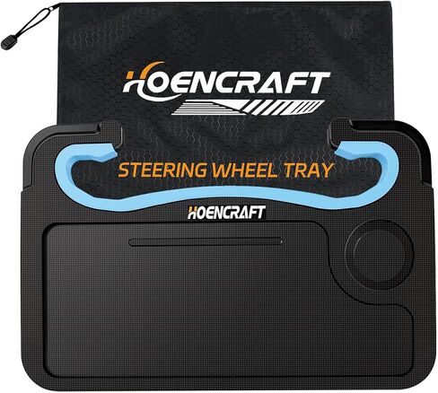 2 in 1 Car Steering Wheel Desk - Tray for Laptop Car Mount with Pen Holder, Car Food Tray with Anti-Slip Silicone Ring for Eating & Work - Portable Bag Included in Saudi Arabia