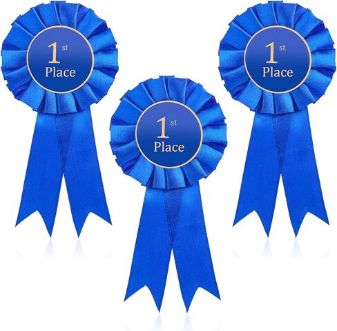 3 Pcs 1st Place Ribbon Award Rosette Ribbons Blue Winner Victory Prize Ribbon Grand Prize Award Honorable Medal Ribbons for Classroom Competition Sports Events in Saudi Arabia