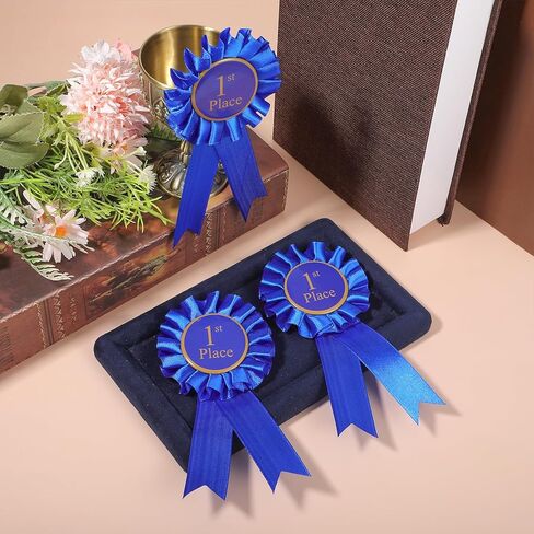 3 Pcs 1st Place Ribbon Award Rosette Ribbons Blue Winner Victory Prize Ribbon Grand Prize Award Honorable Medal Ribbons for Classroom Competition Sports Events in Saudi Arabia