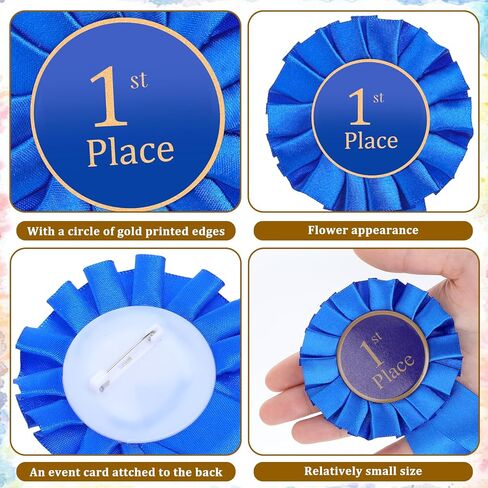 3 Pcs 1st Place Ribbon Award Rosette Ribbons Blue Winner Victory Prize Ribbon Grand Prize Award Honorable Medal Ribbons for Classroom Competition Sports Events in Saudi Arabia