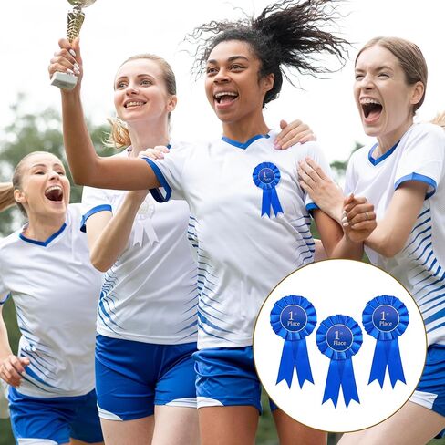 3 Pcs 1st Place Ribbon Award Rosette Ribbons Blue Winner Victory Prize Ribbon Grand Prize Award Honorable Medal Ribbons for Classroom Competition Sports Events in Saudi Arabia