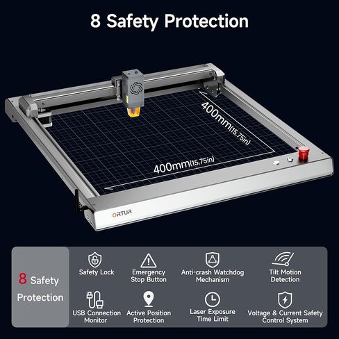 Ortur Laser Master 3 10000mW Laser Engraver، آلة نقش ليزر موضعية عالية الدقة 0.05 × 0.1 مم للخشب والجلود والأكريليك المعدني DIY، قاطع ليزر يتم التحكم فيه عن طريق التطبيق، الفئة 4 in Kuwait