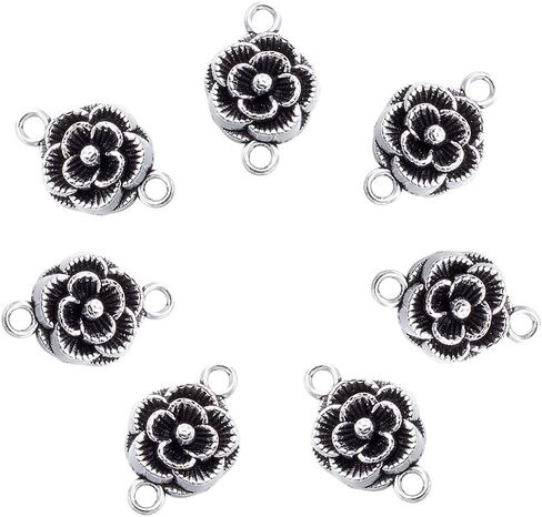 20pcs Antique Silver Tibetan Style Flower Connectors Charms Floral Pendants for Jewelry Making Necklaces Bracelets Earrings DIY Crafts 12mm in Saudi Arabia