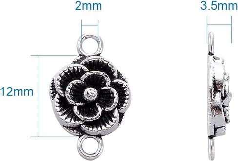 20pcs Antique Silver Tibetan Style Flower Connectors Charms Floral Pendants for Jewelry Making Necklaces Bracelets Earrings DIY Crafts 12mm in Saudi Arabia