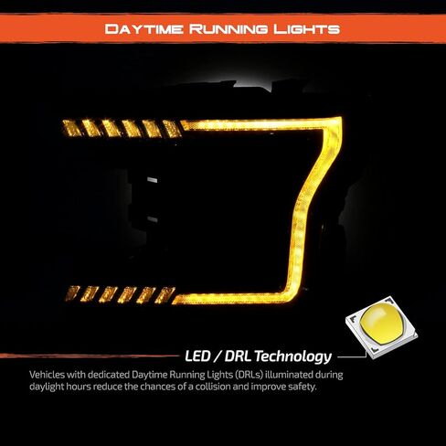AKKON - يناسب 2018-2020 Ford F150 Pickup [Full LED] جهاز عرض أسود أمامي مع مصباح وقوف كهرماني إشارة متتابعة in Saudi Arabia