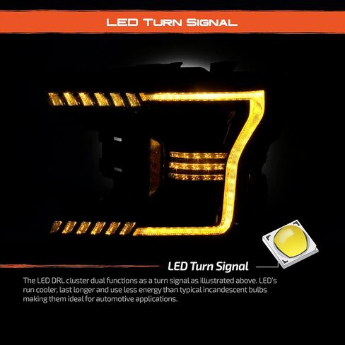 AKKON - يناسب 2018-2020 Ford F150 Pickup [Full LED] جهاز عرض أسود أمامي مع مصباح وقوف كهرماني إشارة متتابعة in Saudi Arabia