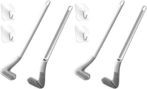 Homgaty Golf Toilet Brush, Long Handle Golf Brush Head Toilet Brush, Flexible Bendable Silicone Golf Toilet Bowl Cleaner Brush, Toilet Brushes for Bathroom 360 No Dead Ends Wall Mounted (2) in Saudi Arabia