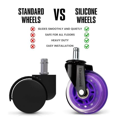 عجلات كرسي المكتب للسجاد والأرضيات الصلبة، عجلات مصقولة شديدة التحمل، عجلات بكرات سيليكون مطاطية، ملحقات كرسي مكتب بديلة (أبيض) in Kuwait