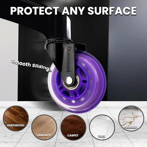 عجلات كرسي المكتب للسجاد والأرضيات الصلبة، عجلات مصقولة شديدة التحمل، عجلات بكرات سيليكون مطاطية، ملحقات كرسي مكتب بديلة (أبيض) in Kuwait