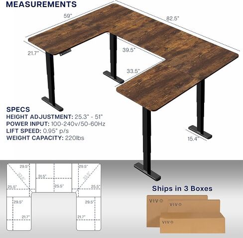 VIVO U-Shaped Electric 83 x 60 inch Memory Stand Up Desk, Height Adjustable Large Corner Standing Workstation, Black Table Top, Black Frame, DESK-E4UBB in Saudi Arabia
