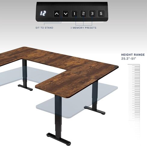 VIVO U-Shaped Electric 83 x 60 inch Memory Stand Up Desk, Height Adjustable Large Corner Standing Workstation, Black Table Top, Black Frame, DESK-E4UBB in Saudi Arabia