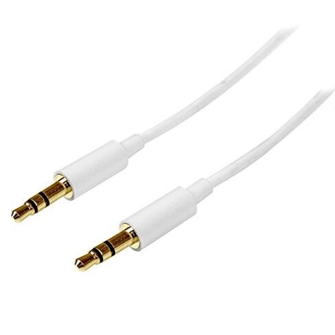StarTech.com 2m أبيض سليم 3.5mm ستيريو كابل الصوت - 3.5mm صوت Aux ستيريو - كابل سماعة ذكر إلى ذكر - 2x 3.5mm مقبس صغير (M) أبيض (MU2MMMSWH) in Kuwait