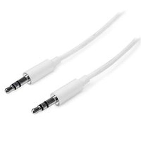 StarTech.com 2m أبيض سليم 3.5mm ستيريو كابل الصوت - 3.5mm صوت Aux ستيريو - كابل سماعة ذكر إلى ذكر - 2x 3.5mm مقبس صغير (M) أبيض (MU2MMMSWH) in Kuwait