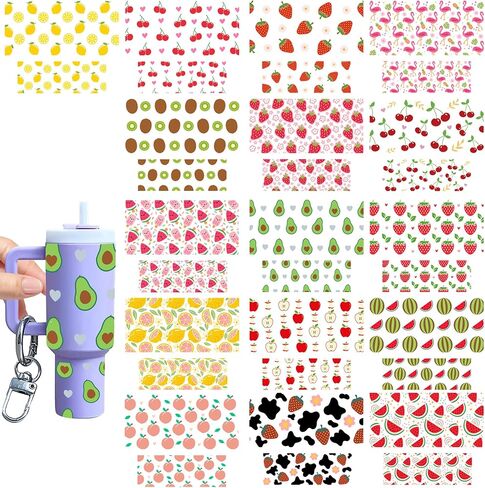 Mini Botton UV DTF Wrap- 16pcs Strawberry for 40 OZ Cup Keychian Rub On Christmas Decoration uvdtf Transfer Wrap Breast Cancer UVDTF Decals for Key Pendant DIY Crafts Bow (Strawberry) in Saudi Arabia