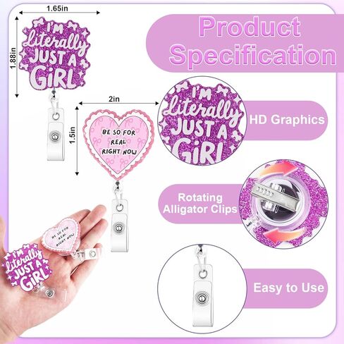 2PCS مضحك ممرضة شارة بكرة لطيف شارة حامل قابل للسحب التمساح كليب بريق RN شارات الأصدقاء الوردي شارات بكرة الهدايا لER LPN CNA ممرضة طبيب التمريض طالب المعلم العامل الطبي بطاقة الهوية الديكور in Kuwait