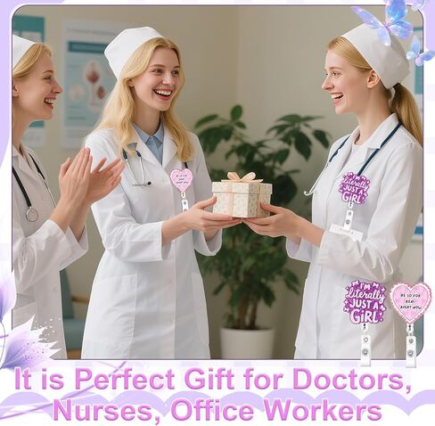 2PCS مضحك ممرضة شارة بكرة لطيف شارة حامل قابل للسحب التمساح كليب بريق RN شارات الأصدقاء الوردي شارات بكرة الهدايا لER LPN CNA ممرضة طبيب التمريض طالب المعلم العامل الطبي بطاقة الهوية الديكور in Kuwait