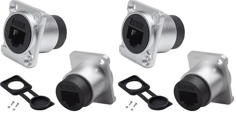 PENGLIN 2PCS RJ45 Panel Mount Connector D-Type,Shielded CAT6A/6/5E/5 Ethernet LAN Cable Bulkhead,Waterproof RJ45 Panel Mount Coupler with Water/Dustproof Cap in Kuwait