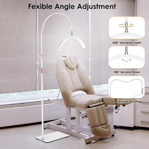 ضوء نصف قمر لتكنولوجيا الرموش، مصباح رموش مع حامل هاتف للعناية بالبشرة وشم الرموش والأظافر، 5 درجات حرارة ألوان وإعدادات سطوع مصباح أرضي LED ضوء تجميلي in Kuwait