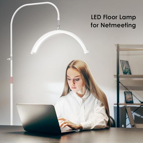 ضوء نصف قمر لتكنولوجيا الرموش، مصباح رموش مع حامل هاتف للعناية بالبشرة وشم الرموش والأظافر، 5 درجات حرارة ألوان وإعدادات سطوع مصباح أرضي LED ضوء تجميلي in Kuwait