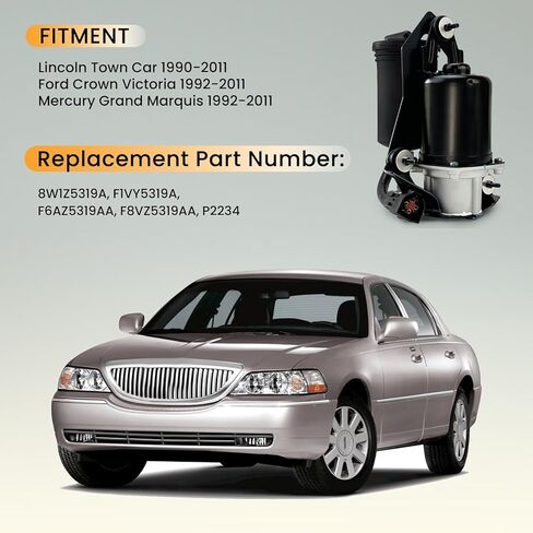 MILLISEC Air Suspension Compressor Pump Compatible with 1990-2011 Crown Victoria, Mercury Grand Marquis and Lincoln Town Car OE Replaces# 8W1Z5319A, P2234,F1VY5319A,F6AZ5319AA in Saudi Arabia