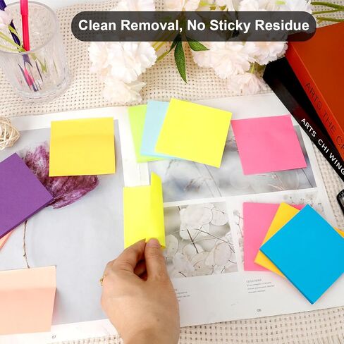 Sticky Notes - Small Sticky Notes 3x3 Inch Office Decor Supplies,Colorful Mini Cute Little Self-Stick Note Pads,Reusable Tabs for Notebooks Page Markers,School Stationery Supplies (16 Pack) in Saudi Arabia