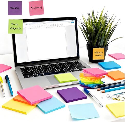 Sticky Notes - Small Sticky Notes 3x3 Inch Office Decor Supplies,Colorful Mini Cute Little Self-Stick Note Pads,Reusable Tabs for Notebooks Page Markers,School Stationery Supplies (16 Pack) in Saudi Arabia