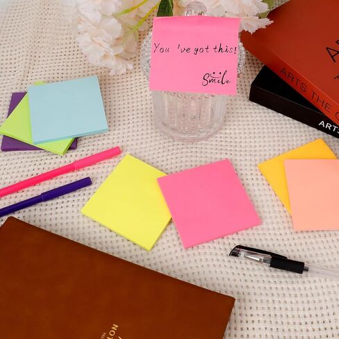Sticky Notes - Small Sticky Notes 3x3 Inch Office Decor Supplies,Colorful Mini Cute Little Self-Stick Note Pads,Reusable Tabs for Notebooks Page Markers,School Stationery Supplies (16 Pack) in Saudi Arabia