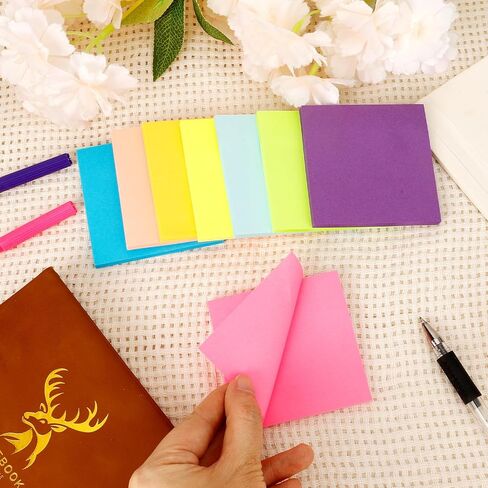 Sticky Notes - Small Sticky Notes 3x3 Inch Office Decor Supplies,Colorful Mini Cute Little Self-Stick Note Pads,Reusable Tabs for Notebooks Page Markers,School Stationery Supplies (16 Pack) in Saudi Arabia