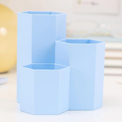 Solid Color Hexagonal Storage Pen Holder, Multi-Compartment Organizer for Pens, Makeup Brushes, Home & Office Use in Saudi Arabia