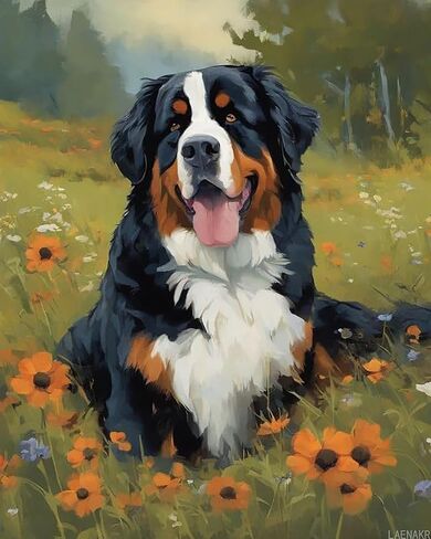 LAENAKR Paint by Numbers for Adults Bernese Mountain Dog DIY Digital Painting by Numbers Kits on Canvas Wall Art Artwork Landscape 40x50cm Without Frame in Saudi Arabia
