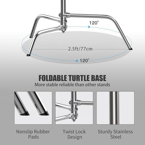 C Stand with Boom Arm, Heavy Duty Photography Light Stand, 10.8ft Stainless Steel C-Stand Kit with Sandbag, 4.2ft Boom for Studio Softbox and Reflector in Kuwait