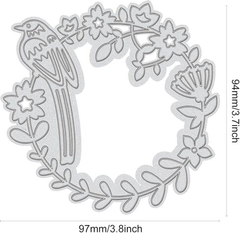 1Pc Carbon Steel Cutting Dies Stencils, Matte Platinum Color Wreath with Bird Pattern Cutting Die for DIY Scrapbooking Photo Album Decorative Embossing Paper Card, 3.7x3.82inch in Saudi Arabia