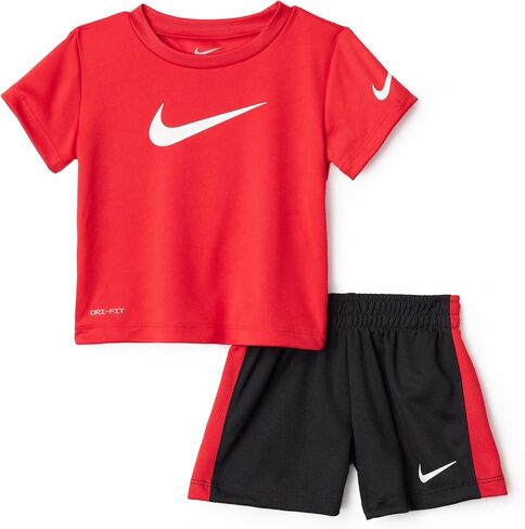 Nike Baby Boys Dri-FIT Swoosh Graphic Tee & Shorts 2 Piece Set (B(66F237-023)/G, 24 Months) in Saudi Arabia