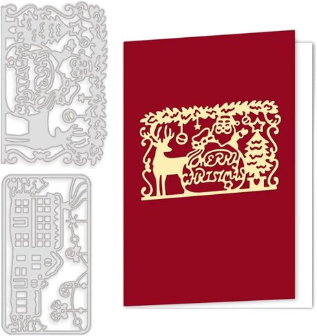 GLOBLELAND Christmas Frame Cutting Dies Christmas Deer and Santa Claus Die Cuts Christmas House Cutting Dies for DIY Scrapbooking and Cards Making Album Envelope Decoration in Saudi Arabia